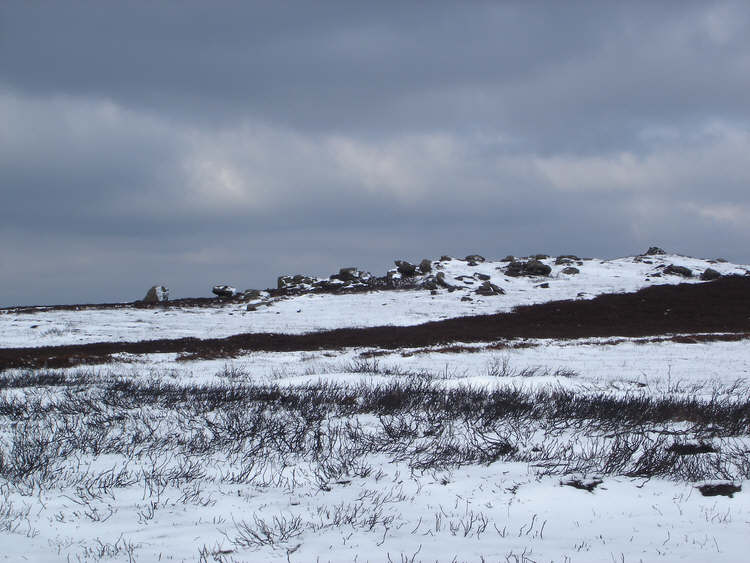 Snow covered rocks on Whorlton Moor